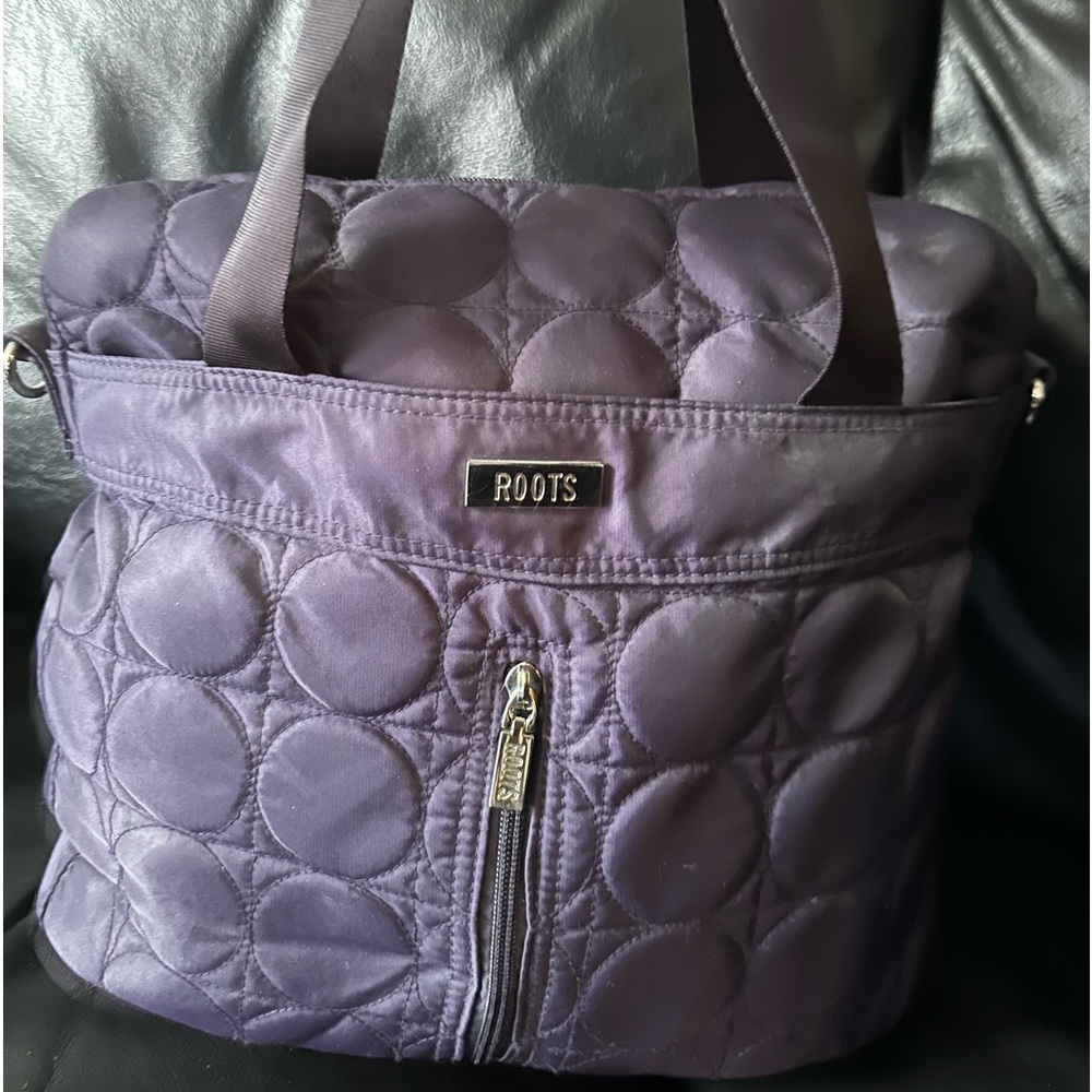 Roots quilted purple tote/crossbody bag